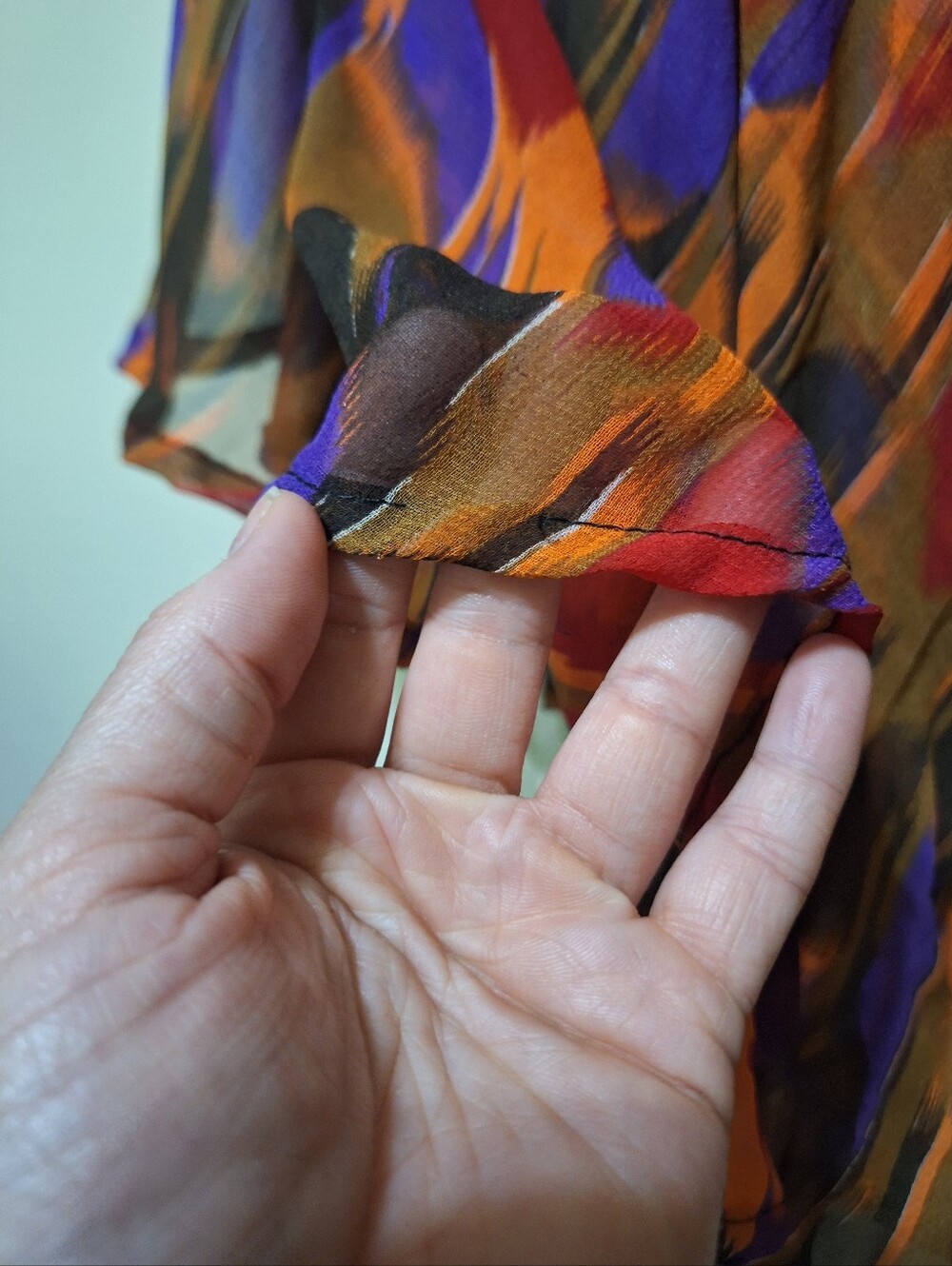 Vintage BAWA Canada Rayon Abstract Print Handkerchief Hem Maxi Dress 1X - Picture 8 of 12